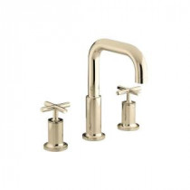 Purist 8 in. Deck Mount 2-Handle Mid-Arc Bathroom Faucet Trim Only in Vibrant French Gold Less Valve