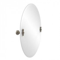 Retro-Wave Collection 21 in. x 29 in. Frameless Oval Single Tilt Mirror with Beveled Edge in Antique Pewter