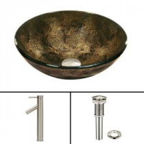 Glass Vessel Sink in Sintra and Dior Faucet Set in Brushed Nickel