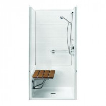 FreedomLine 39.75 in. x 39.125 in. x 78.875 in. 4-Piece Direct-to-Stud Shower Stall with Left Seat in White