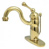 Victorian Single Hole 1-Handle Mid-Arc Bathroom Faucet in Polished Brass