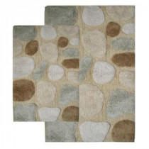 21 in. x 34 in. and 24 in. x 40 in. 2-Piece Pebbles Bath Rug Set in Spa