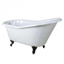 5 ft. Cast Iron Oil Rubbed Bronze Claw Foot Slipper Tub in White