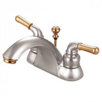 4 in. Centerset 2-Handle Bathroom Faucet in Satin Nickel and Polished Brass