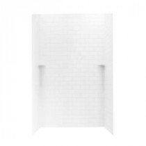 36 in. x 48 in. x 72 in. 3-piece Subway Tile Easy Up Adhesive Shower Wall in White