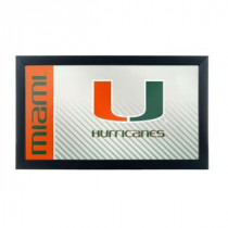 University of Miami Text 15 in. x 26 in. Black Wood Framed Mirror