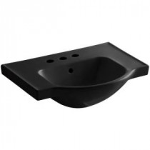 Veer 4 in. Pedestal Sink Basin in Black Black