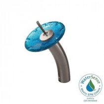 Single Hole 1-Handle Waterfall Faucet in Brushed Nickel with Mediterranean Seashell Glass Disc