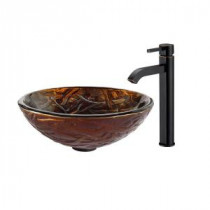 Dryad Glass Vessel Sink in Multicolor and Ramus Faucet in Oil Rubbed Bronze
