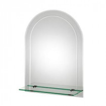 Fairfield 24 in. x 18 in. Beveled Edge Arch Wall Mirror with Shelf and Hang 'N' Lock