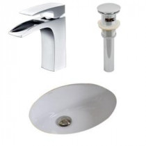 Oval Undermount Bathroom Sink Set in White with Single Hole cUPC Faucet and Drain