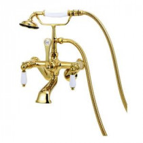 TW32 3-Handle Claw Foot Tub Faucet with Handshower in Polished Brass