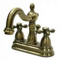 Victorian 4 in. Centerset 2-Handle Bathroom Faucet in Vintage Brass