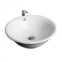 18-in. W x 18-in. D Above Counter Round Vessel Sink In White Color For Deck Mount Faucet