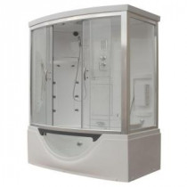 Hudson Plus 72 in. x 39 in. x 88 in. Steam Shower Enclosure Kit with Whirlpool Tub in White