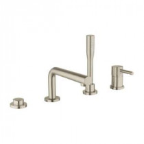 Essence Single Handle Deck-Mount Roman Tub Filler with Personal Hand Shower in Brushed Nickel InfinityFinish