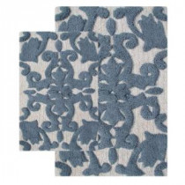 20 in. x 32 in. and 23 in. x 39 in. 2-Piece Iron Gate Bath Rug Set in White and Grey