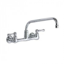 Heritage 8 in. Wall Mount 2-Handle Mid-Arc Bathroom Faucet in Polished Chrome