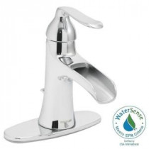 Caspian 4 in. Single-Hole Single-Handle Low-Arc Bathroom Faucet in Polished Chrome with Pop-Up Drain
