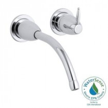 Falling Water Single-Handle Wall Mount Bathroom Faucet with Low-Arc in Polished Chrome
