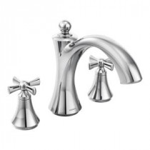 Wynford 2-Handle Deck-Mount High-Arc Roman Tub Faucet Trim Kit with Cross Handles in Chrome (Valve Sold Separately)