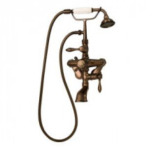 3-Handle Thermostatic Claw Foot Tub Faucet with Plastic Handle HandShower in Oil Rubbed Bronze