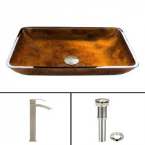 Glass Vessel Sink in Russet and Duris Faucet Set in Brushed Nickel