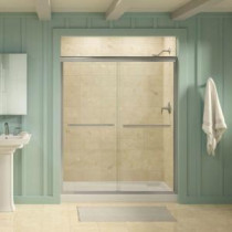 Gradient 59-5/8 in. x 70-1/16 in. Semi-Framed Sliding Shower Door in Matte Nickel