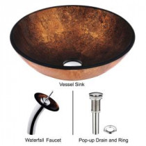 Vessel Sink in Russet with Faucet Set in Browns