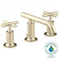 Purist 8 in. Widespread 2-Handle Low-Arc Bathroom Faucet in Vibrant French Gold with Low Cross Handles