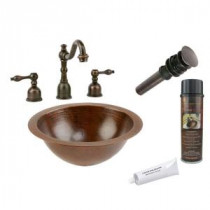 All-in-One Small Round Under Counter Hammered Copper Bathroom Sink in Oil Rubbed Bronze