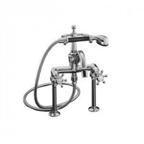 Antique 2-Handle Claw Foot Tub Faucet with Handshower in Polished Chrome