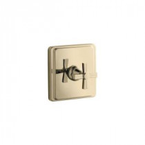 Pinstripe 1-Handle Thermostatic Valve Trim Kit in Vibrant French Gold with Cross Handle (Valve Not Included)