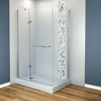 Reveal 29-7/8 in. x 48 in. x 71.5 Corner Shower Enclosure with Chrome Frame and Clear Glass