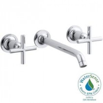 Purist Wall-Mount 2-Handle Mid-Arc Bathroom Faucet Trim Only in Polished Chrome (Valve Not Included)