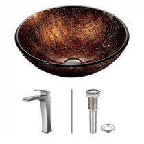 Kenyan Twilight Vessel Sink in Multicolor with Faucet in Chrome