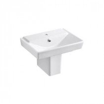 Reve Semi Pedestal Combo Bathroom Sink in White