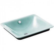 Iron Plains Above Counter Bathroom Sink in Vapour Green with Iron Black Painted Underside