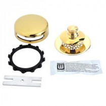 Universal NuFit Push Pull Bathtub Stopper with Grid Strainer, Innovator Overflow and Silicone, Polished Brass