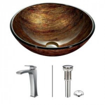 Amber Sunset Vessel Sink in Multicolor with Faucet in Chrome