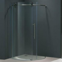 Sanibel 40.625 in. x 74.625 in. Frameless Bypass Shower Enclosure in Stainless Steel