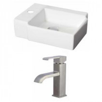 Rectangle Vessel Sink Set in White with Single Hole cUPC Faucet