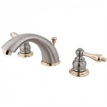 Victorian 8 in. Widespread 2-Handle Mid-Arc Bathroom Faucet in Satin Nickel and Polished Brass
