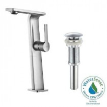 Novus Single Hole Single-Handle High-Arc Bathroom Faucet with Matching Pop-Up Drain in Chrome