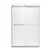 Levity 47-5/8 in. W x 74 in. H Semi-Framed Sliding Shower Door with Towel Bar in Matte Nickel