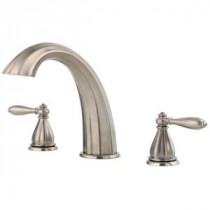 Portola 2-Handle High-Arc Deck Mount Roman Tub Faucet Trim Kit in Brushed Nickel (Valve Not Included)
