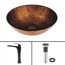 Glass Vessel Sink in Russet and Blackstonian Faucet Set in Antique Rubbed Bronze