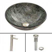 Glass Vessel Sink in Titanium and Shadow Faucet Set in Brushed Nickel