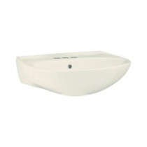 Sacramento 9 in. Wall-Hung Pedestal Sink Basin in Biscuit