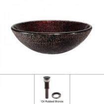 Glass Vessel Sink with Pop-Up Drain in Callisto and Mounting Ring in Oil Rubbed Bronze